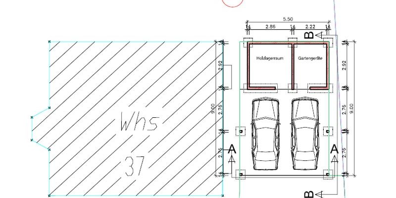 Planung mit Bauleitung eines
Carport mit Lager und Geräteraum in Oberwolfach